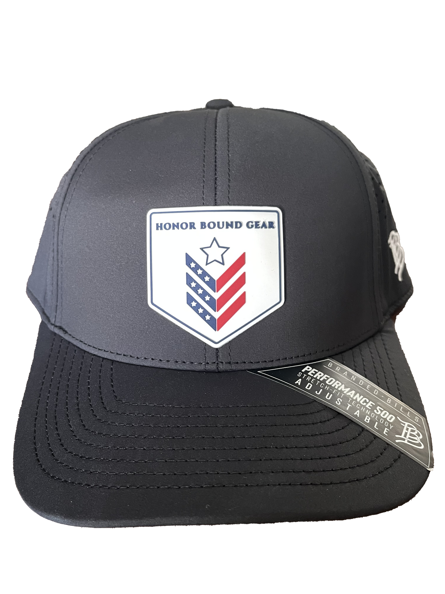 HBG Branded Bills Black Performance Hat with RWB PVC Patch
