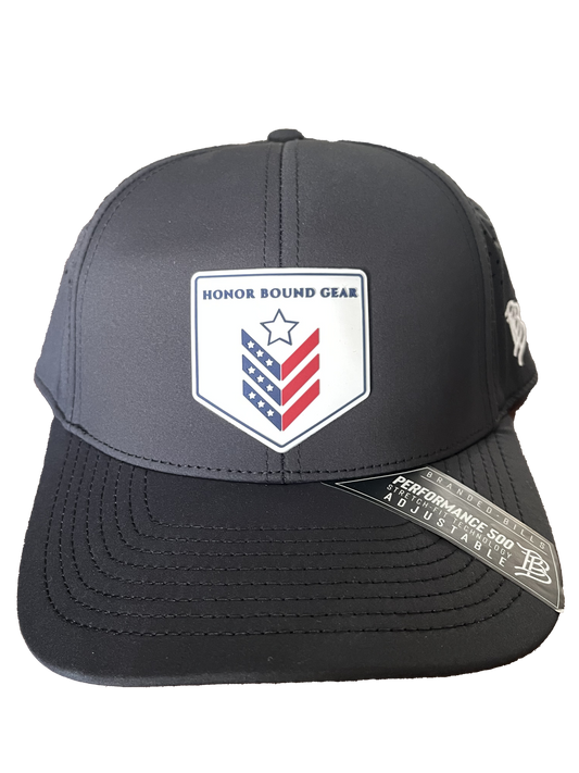 HBG Branded Bills Black Performance Hat with RWB PVC Patch