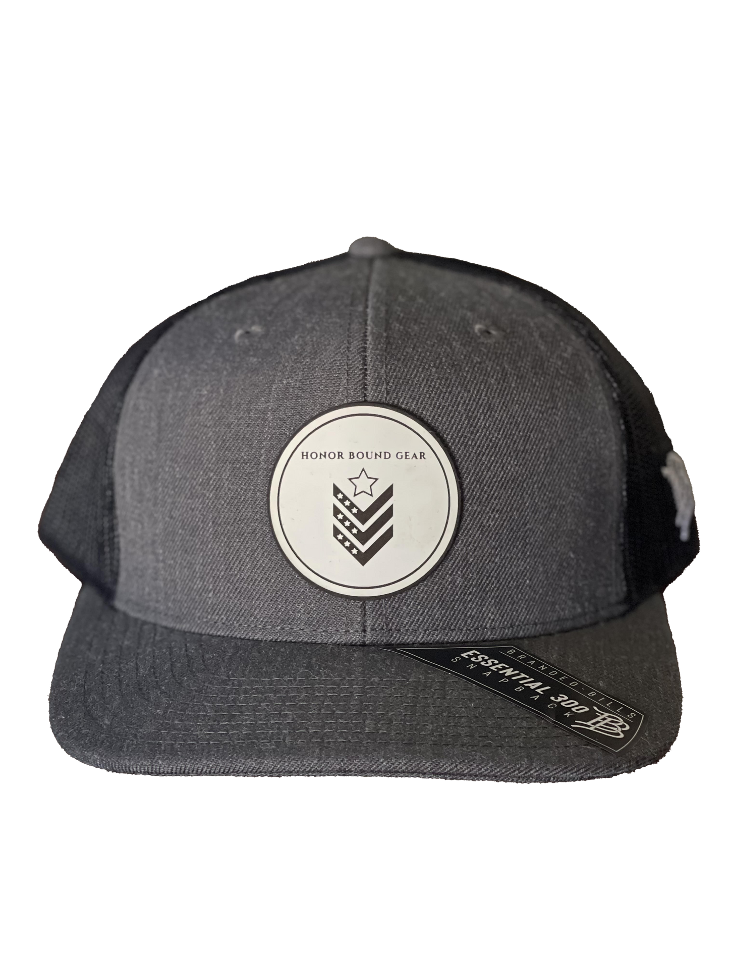 Honor Bound Gear Branded Bills Trucker Hat - Dark Grey with White Leather Patch